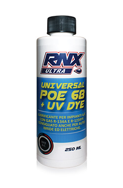 Universal POE + UV Dye è un olio con miscele POE e altri basi sintetiche e tracciante UV